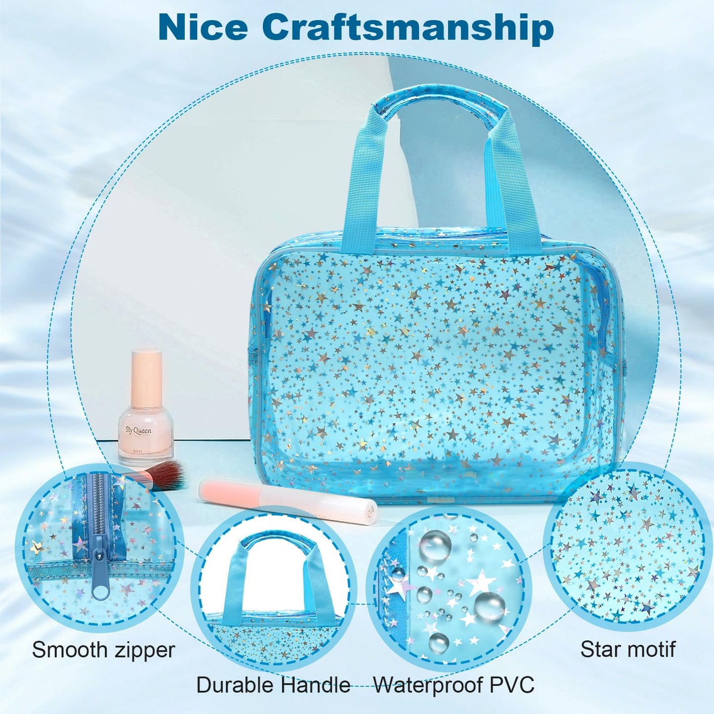 Bolsa de maquillaje transparente con inicial personalizada, bolsa de cosméticos rosa, bolsa de aseo de viaje, bonita bolsa de maquillaje transparente, bolsa organizadora para novia, maestro, regalos