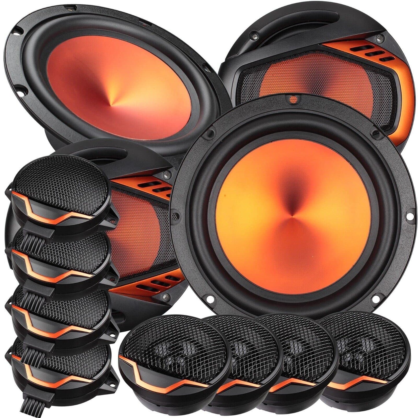 STX Audio 1300 W 6.5 pulgadas 2 vías sistema de altavoces componentes de audio para coche, 2 pares