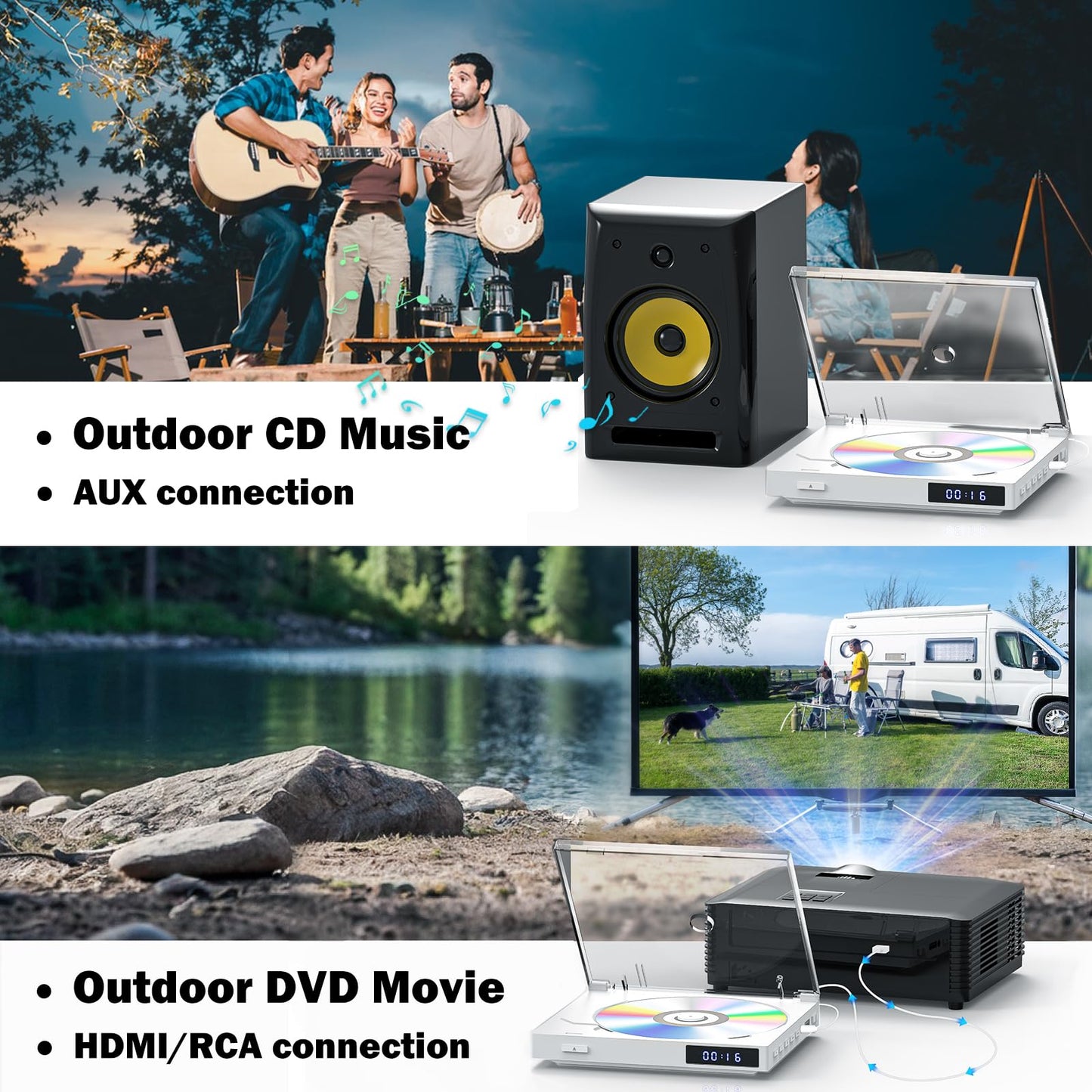Mini reproductores de DVD para TV, admite toda la región, salida HDMI / RCA