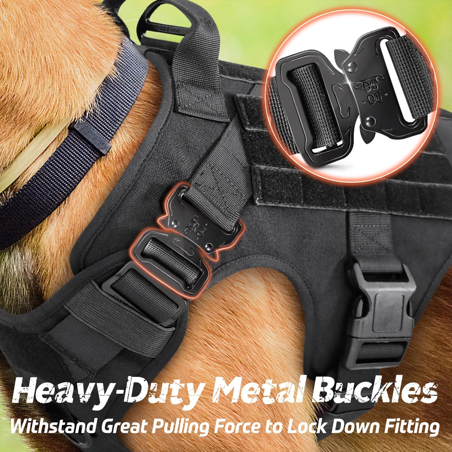 Chaleco Táctico Rabbitgoo Negro XL con Asa y Hebillas de Metal para Perro de Trabajo Militar