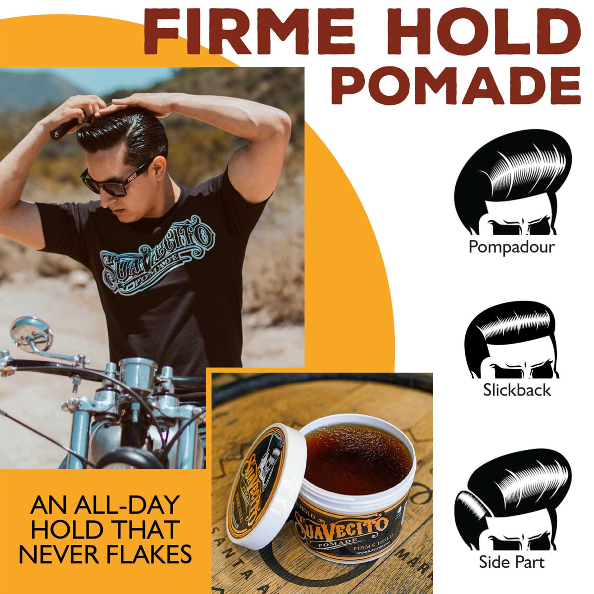 Suavecito Pomade Firme Cera Para Cabello de Fijacion Media Brillo Medio 65g Todo Tipo de Cabello Firme (907 g (Paquete de 1))