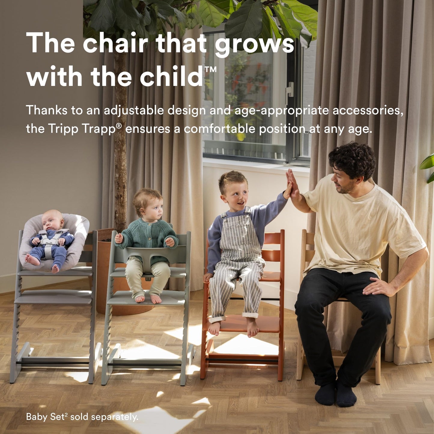 Silla Tripp Trapp de Stokke con Newborn Set (Gris) - Para recién nacidos hasta 9 kilos - Acogedor, seguro y fácil de usar