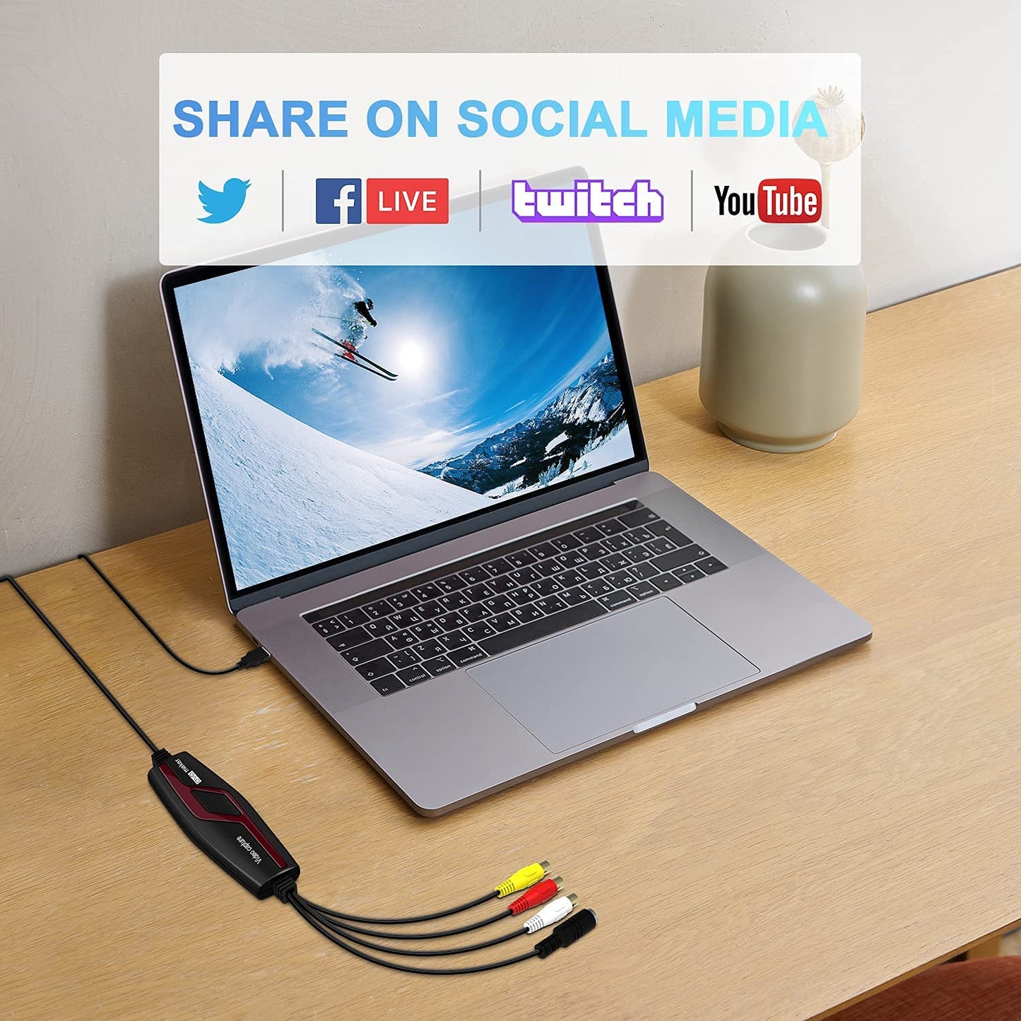 DIGITNOW Convertidores de Video USB 2.0, Convertidor de Captura de vídeo USB, VHS a DVD Digital Grabber Grabador, Capturadora Digitalizadora de vídeo para Mac OS X/Windows 7 8 10 PC