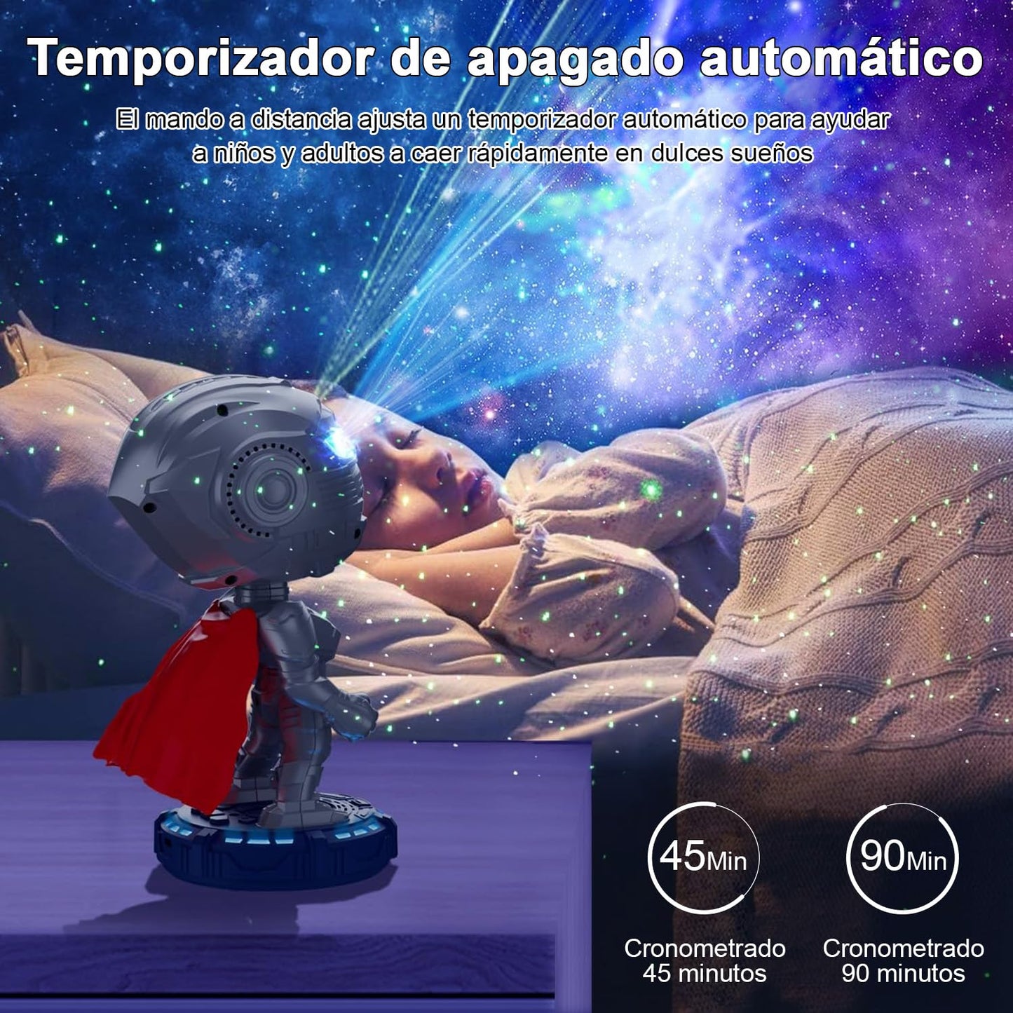 Proyector Led de Luz Nocturna Astronauta Estrellada con Nebulosa y Control Remoto
