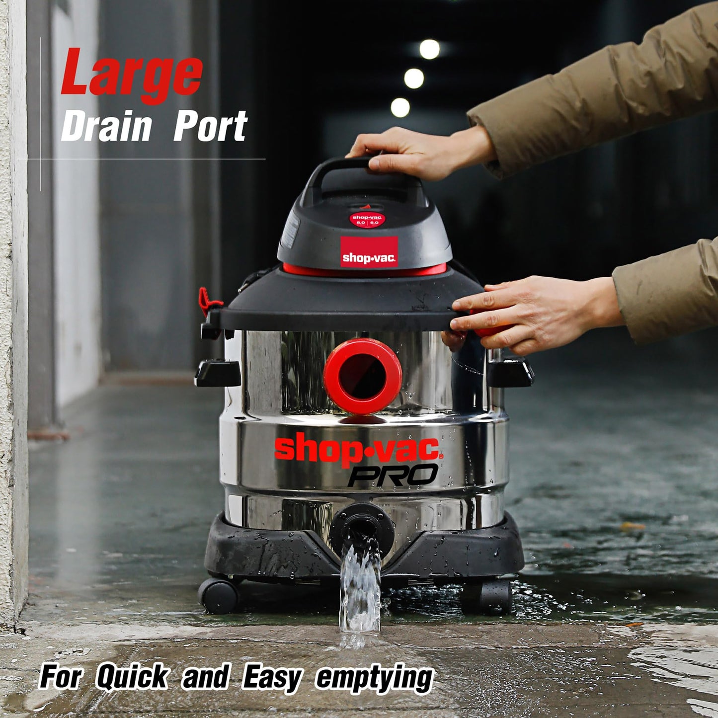 Aspiradora Húmeda y Seca Shop-Vac Tanque Acero Inoxidable 8 Galones Portátil con Accesorios Multifuncionales