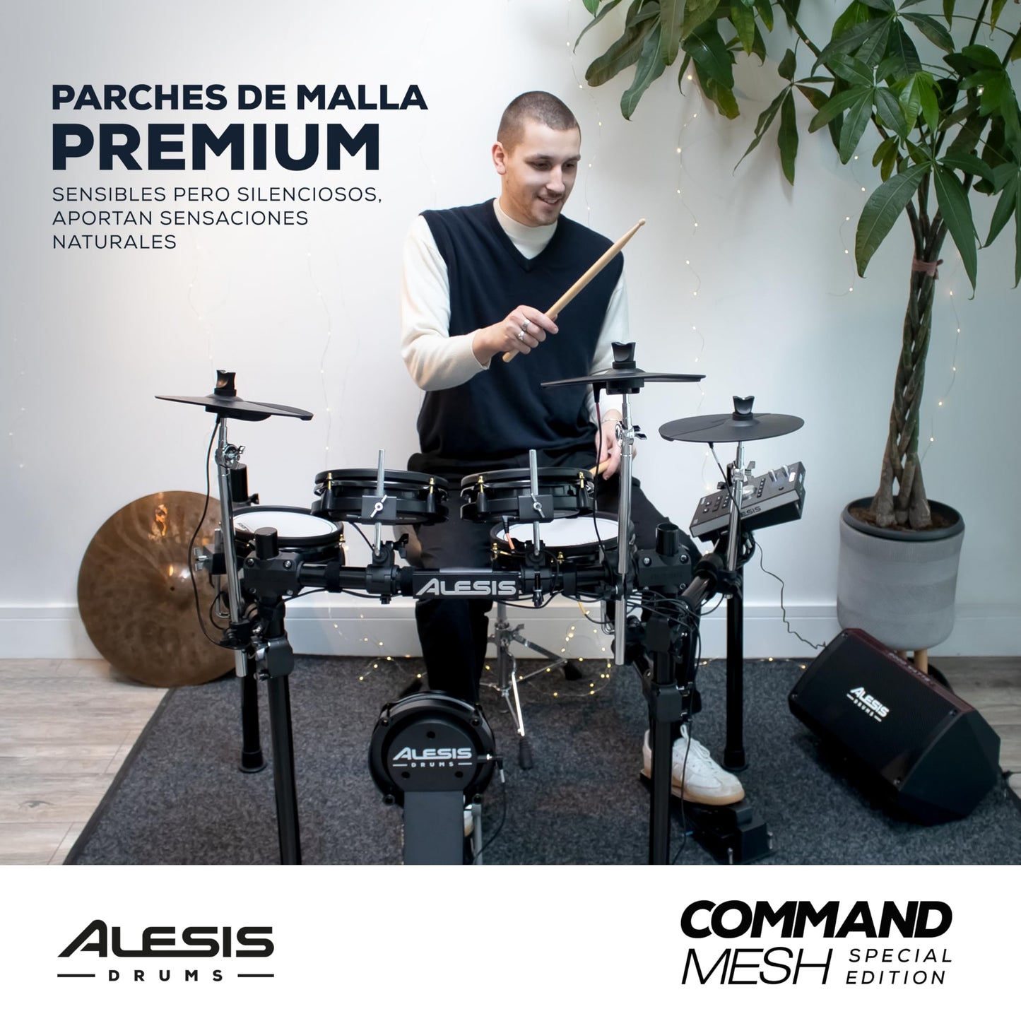 Alesis Command Mesh SE Kit - Set de Batería Electrónica, parches de malla doble zona, conexiones MIDI USB, 600 sonidos batería eléctrica y acústica