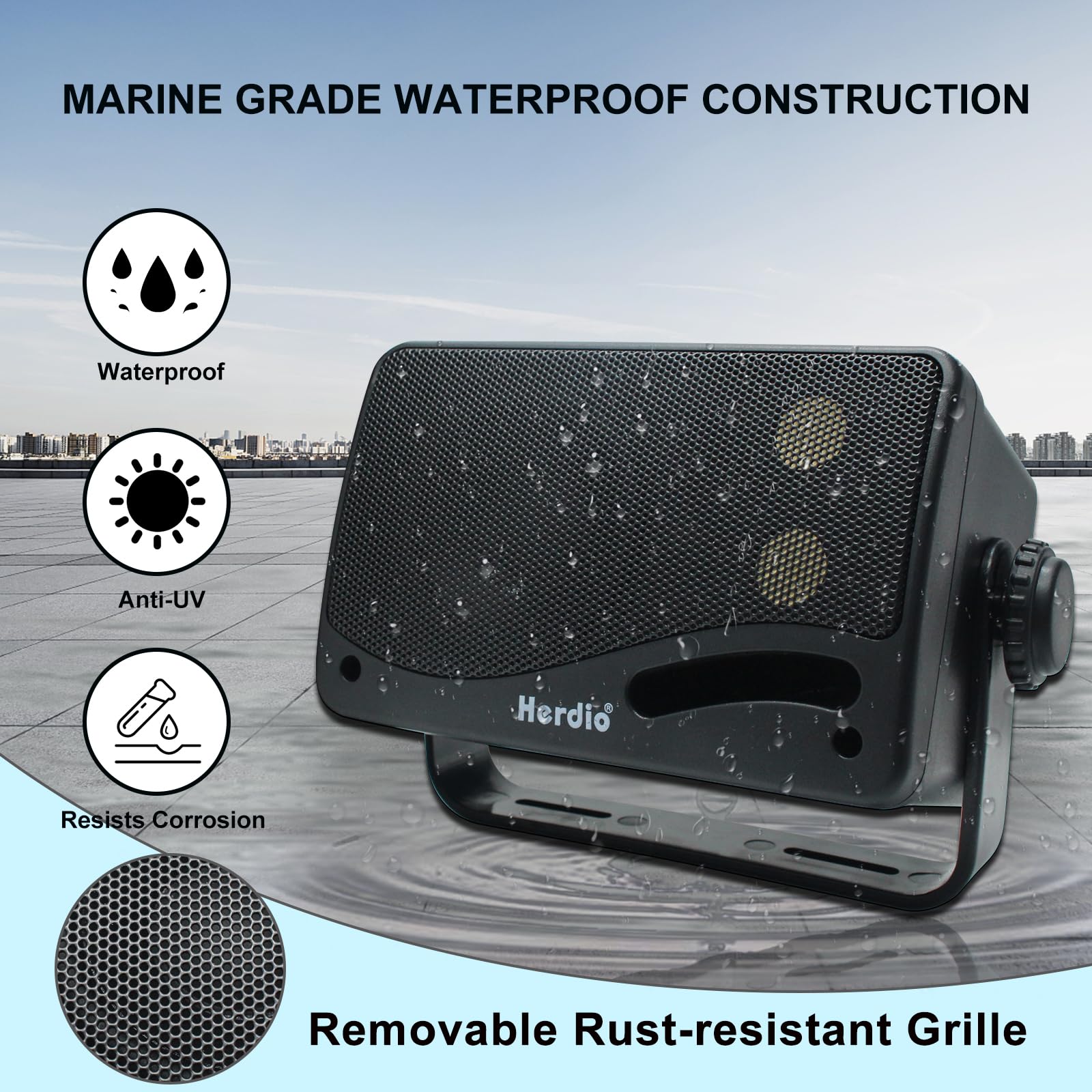 Herdio 3.5 Pulgadas Bocinas para Exterior,200W Altavoces para Exteriores, Resistente al Agua, Adecuado para el hogar, Patio, Terraza,Patio Trasero (2 Altavoces,Negros)