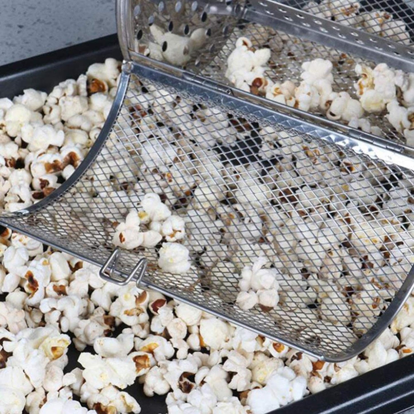 Cesta giratoria de acero inoxidable para horno de tambor | Cesta multifuncional para asar al horno, hornear, hornear, cacahuetes, nueces secas, granos de café, barbacoa