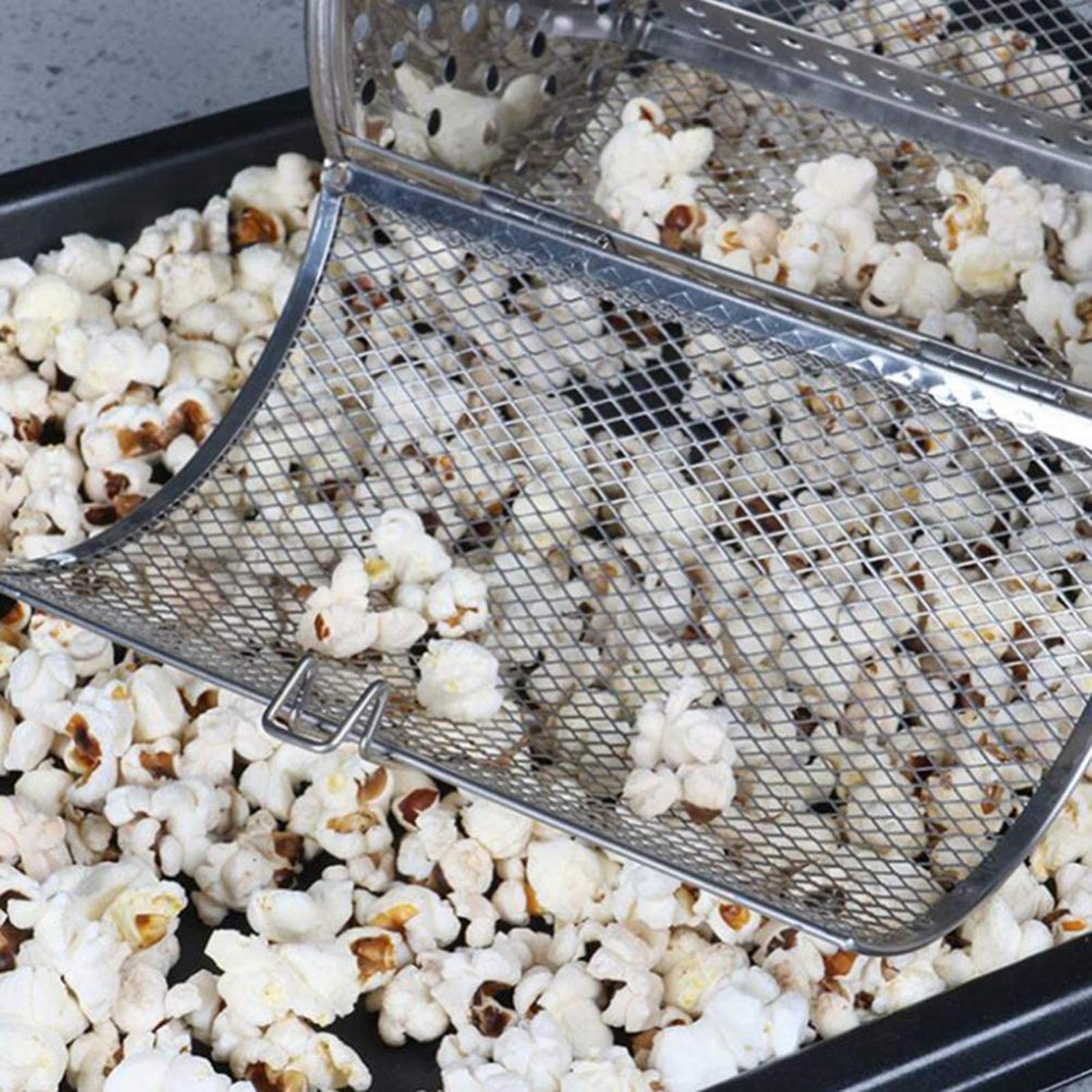 Cesta giratoria de acero inoxidable para horno de tambor | Cesta multifuncional para asar al horno, hornear, hornear, cacahuetes, nueces secas, granos de café, barbacoa