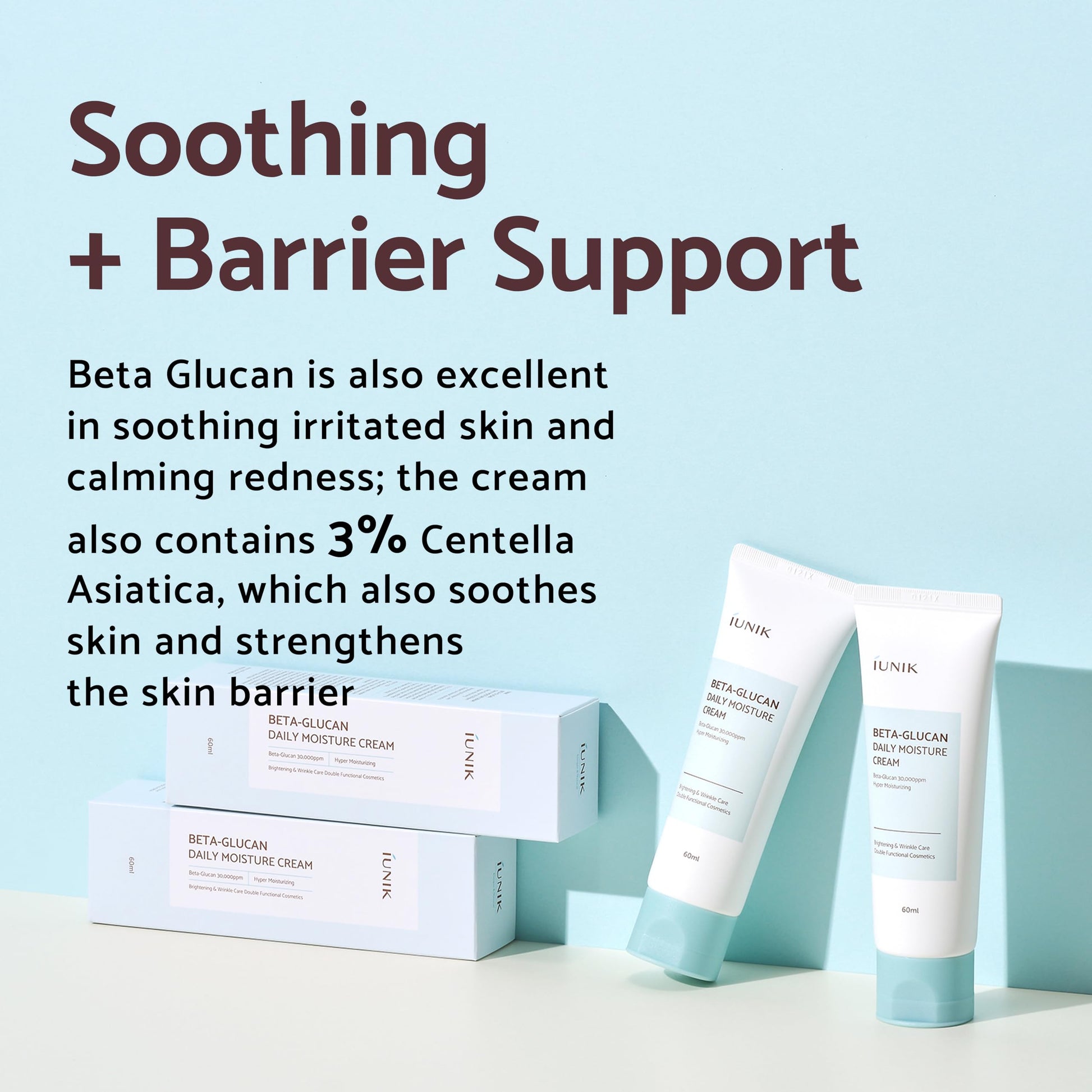 IUNIK Crema hidratante diaria iUNIK Beta Glucan de 60 ml con MAKEP: REM Safe me. Espuma de limpieza para alivio | Cuidado de la piel coreano