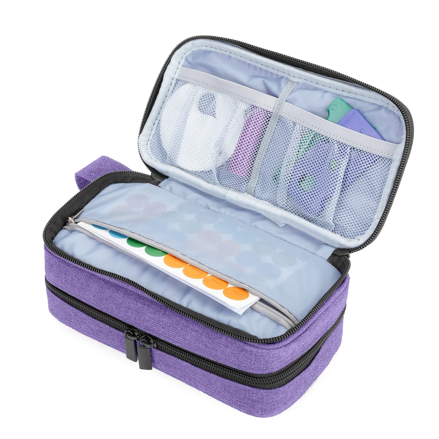 Luxja Essential Oil Carrying Case - Holds 12 Bottles (5ml-15 ml), Portable Double-Layer Organizer for Essential Oil and Accessories, Purple