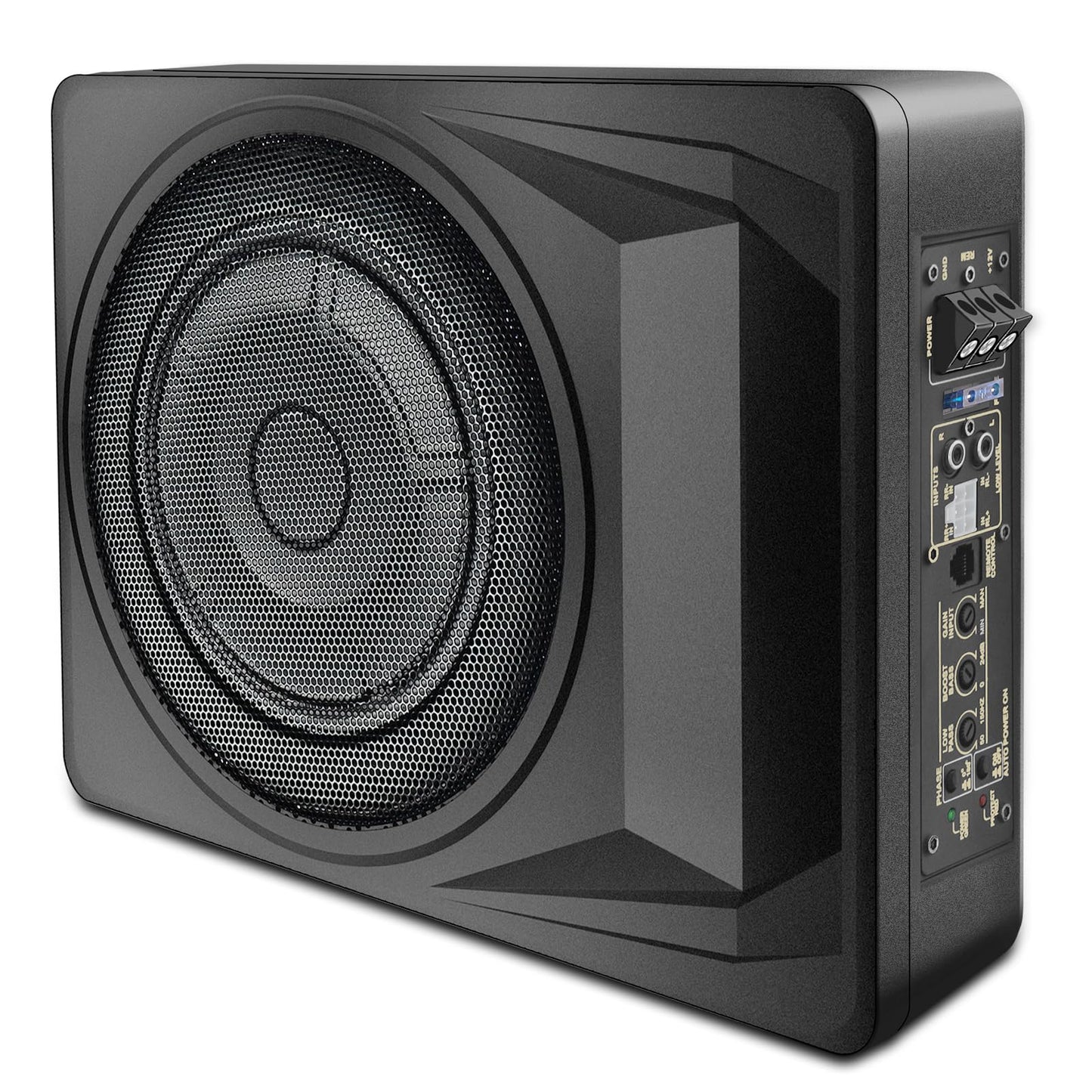litillbuly Subwoofer de coche de 10 pulgadas, 1200 W, subwoofer delgado para debajo del asiento, entrada de nivel alto/bajo, subwoofer de audio para coche/camión, subwoofer integrado