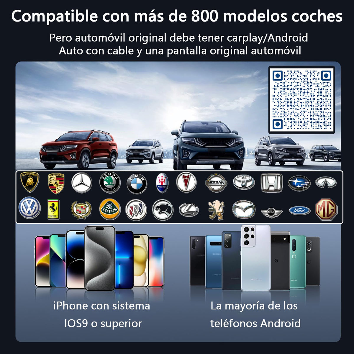 Adaptador Carplay Inalámbrico para Auto 2 en 1 con Android Auto y Conexión Automática