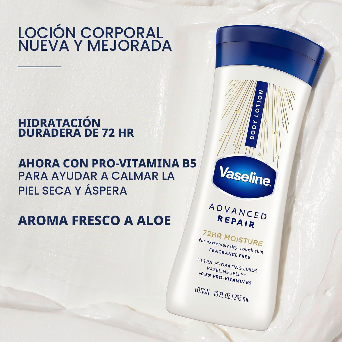 Vaseline Intensive Care Body Lotion, Advanced Repair Unscented, 10 oz