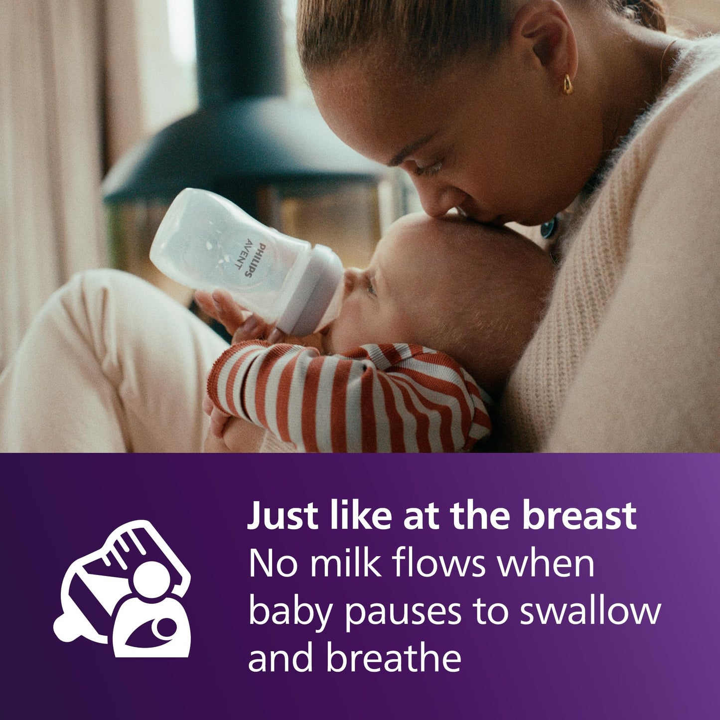 Biberón Philips AVENT Transparente Natural con Pezón de Respuesta Natural 11 Onzas 2 Unidades