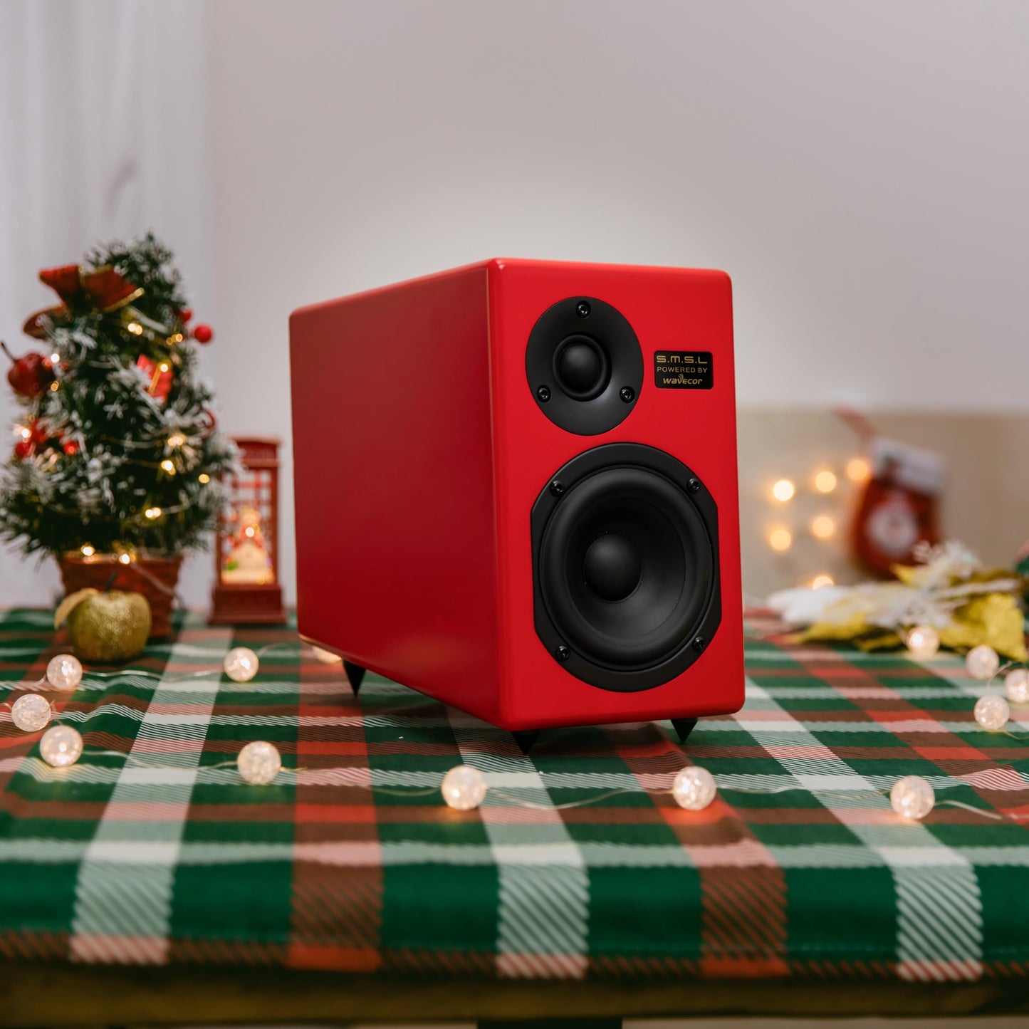 S.M.S.L - Sistema de altavoces pasivos Tabebuia para estantería, controladores Wavecor personalizados, 100 W por canal, respuesta de 56 Hz-32 kHz, distancia de pared ajustable con picos (par) (rojo)