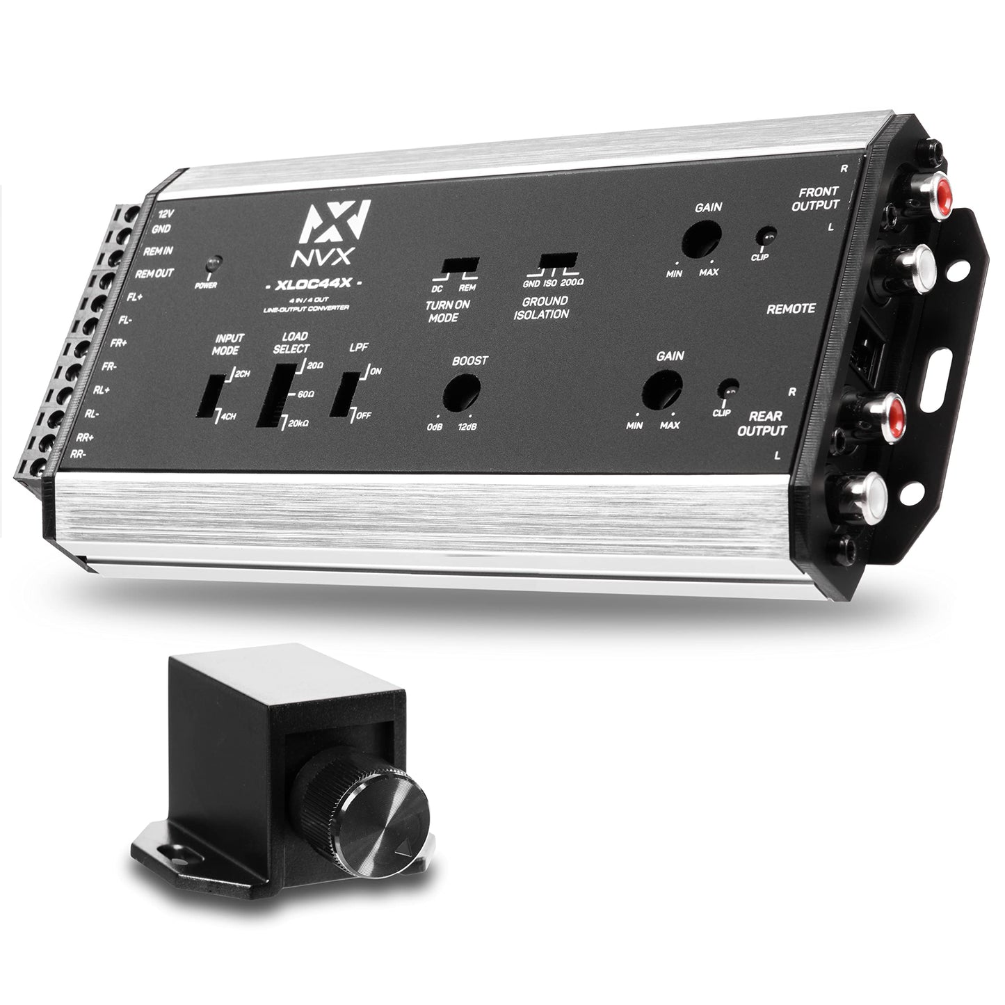 NVX XLOC44X 4 entradas / 4 salidas Convertidor de salida de línea activa de alto voltaje con adaptación de impedancia y control de nivel remoto