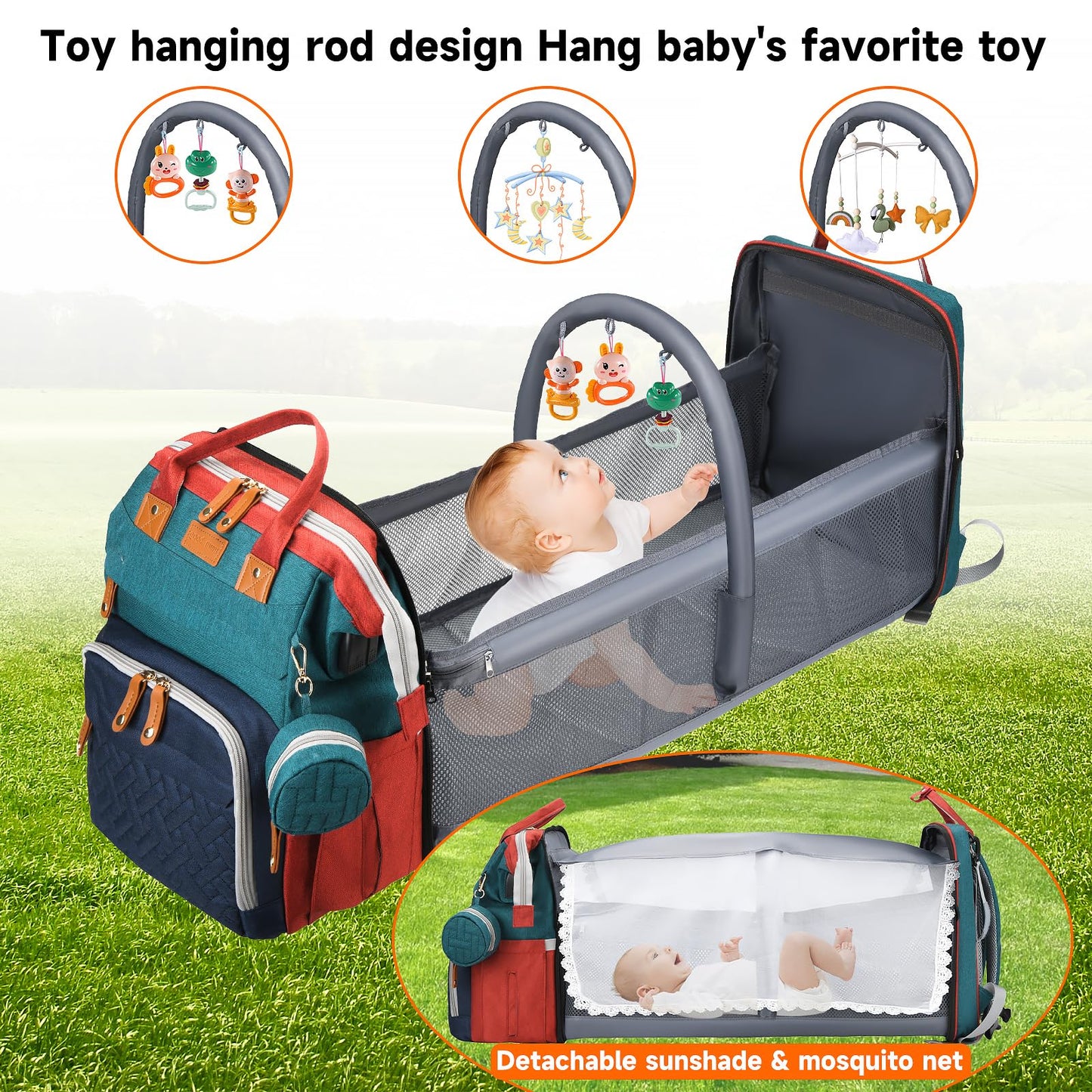 AHNTTGS - Bolsa para pañales con cambiador, Varios colores, Grande