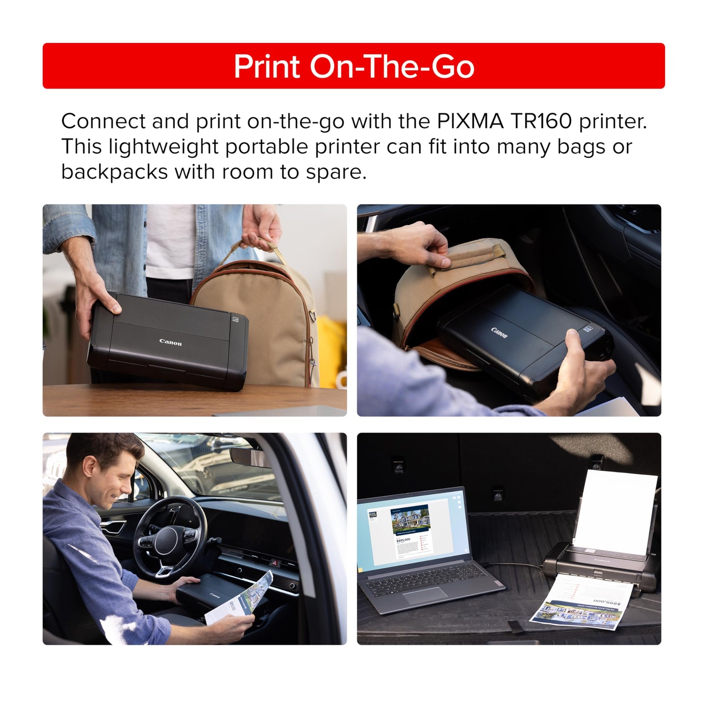 Canon PIXMA TR160 Impresora portátil inalámbrica, Bandeja de Papel de 50 Hojas y visualización de 1.44"