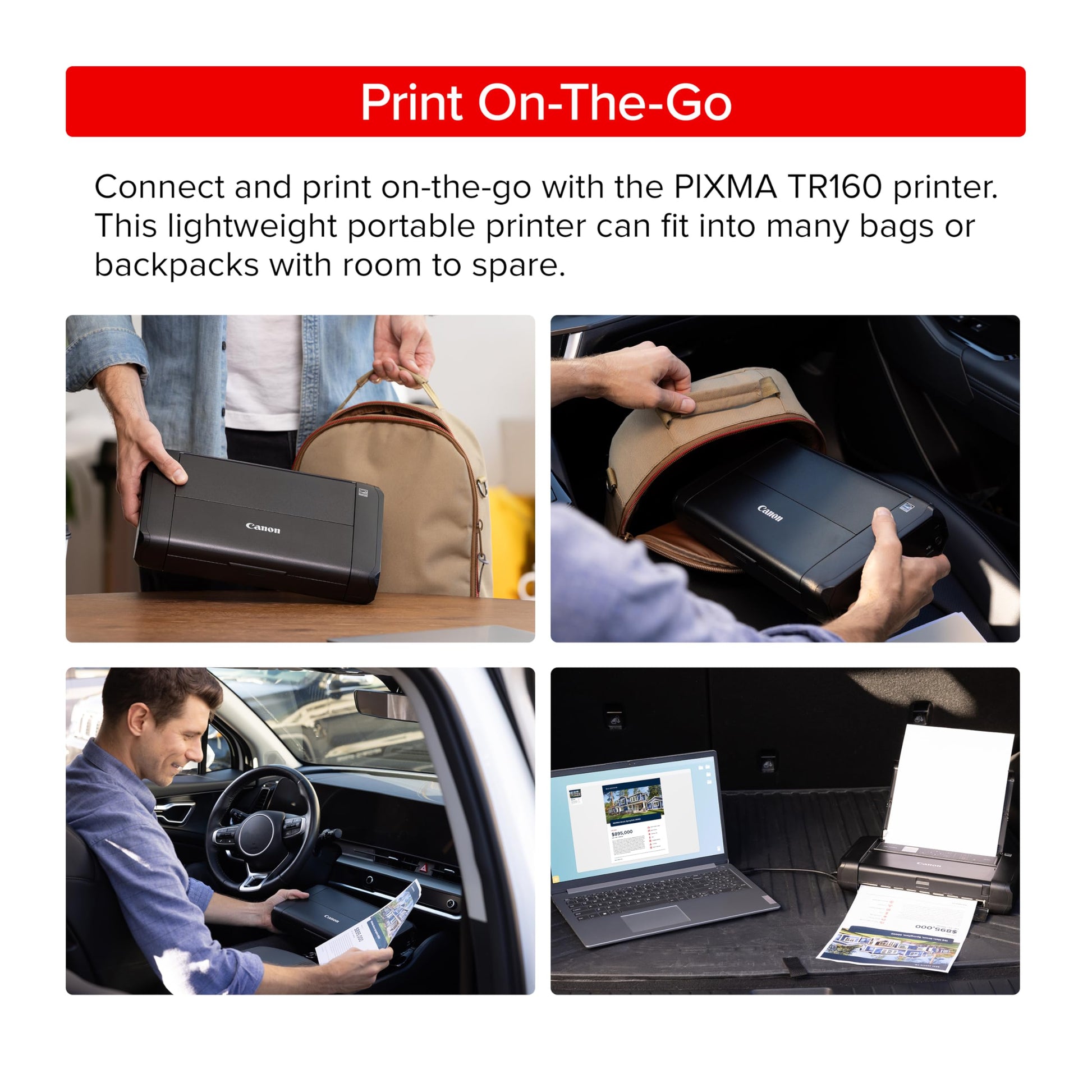Canon PIXMA TR160 Impresora portátil inalámbrica, Bandeja de Papel de 50 Hojas y visualización de 1.44"