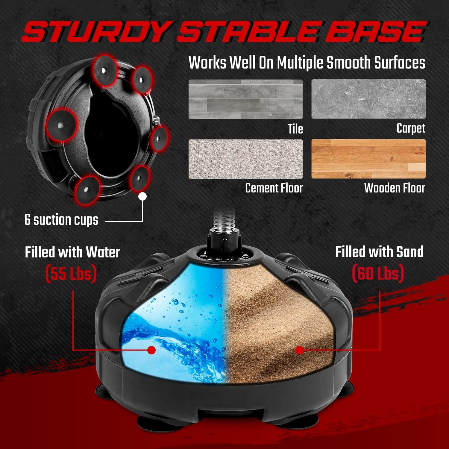 Saco de Boxeo Yes4All Negro con Pedestal y Altura Ajustable para Entrenamiento en Casa y Gimnasio