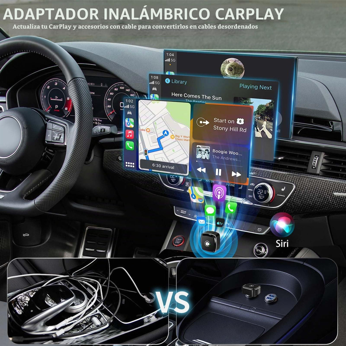 Adaptador Inalámbrico Exión Rápida a 5.8 GHz para iPhone y Android con Puerto USB y USB C
