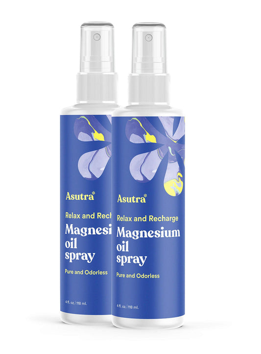 ASUTRA Pulverizador de aceite de magnesio puro de zechstein, triple filtrado, menos picor y menos óxido/absorción transdérmica rápida, ultra puro y potente + libro electrónico de magnesio gratis, Two 4oz Bottles (Value Pack) + FREE E-Book