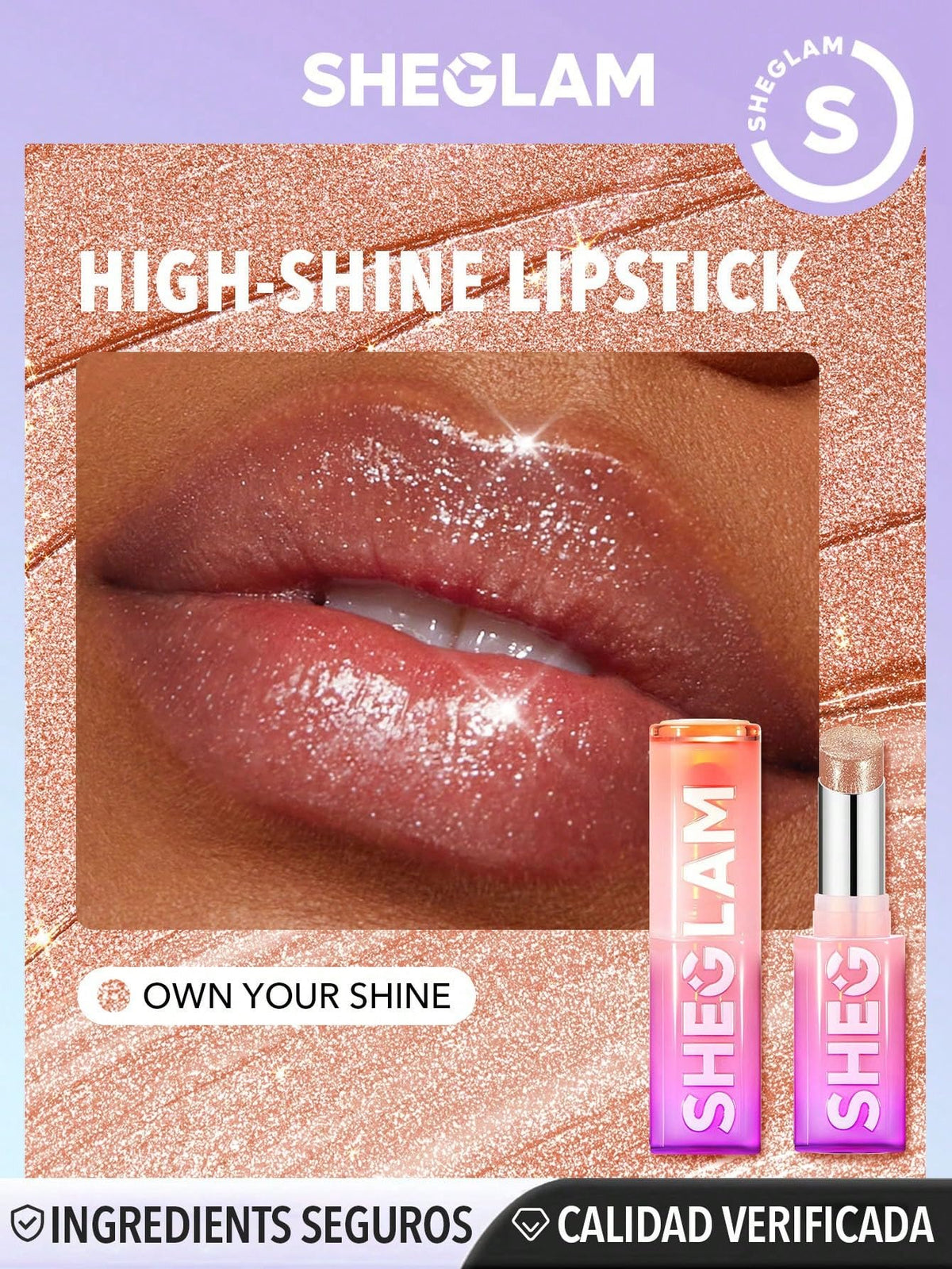 SHEGLAM Lápiz Labial Varios Tonos Efecto Espejo (Own your shine, 2.5 g)