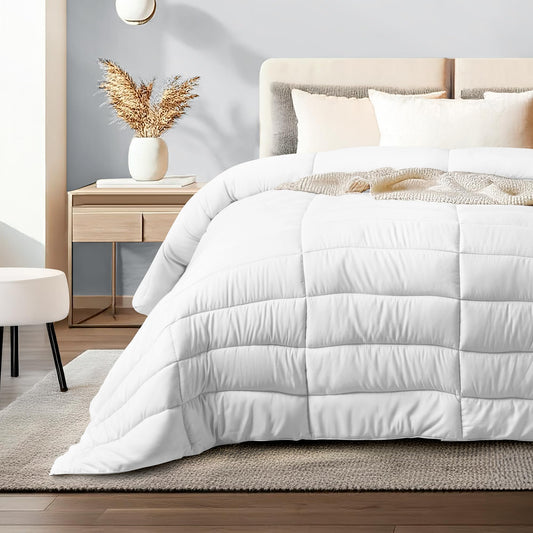 Edredón Acolchado Dreamlab Blanco Relleno de Microfibras Hipoalergénico King Size para Toda Estación