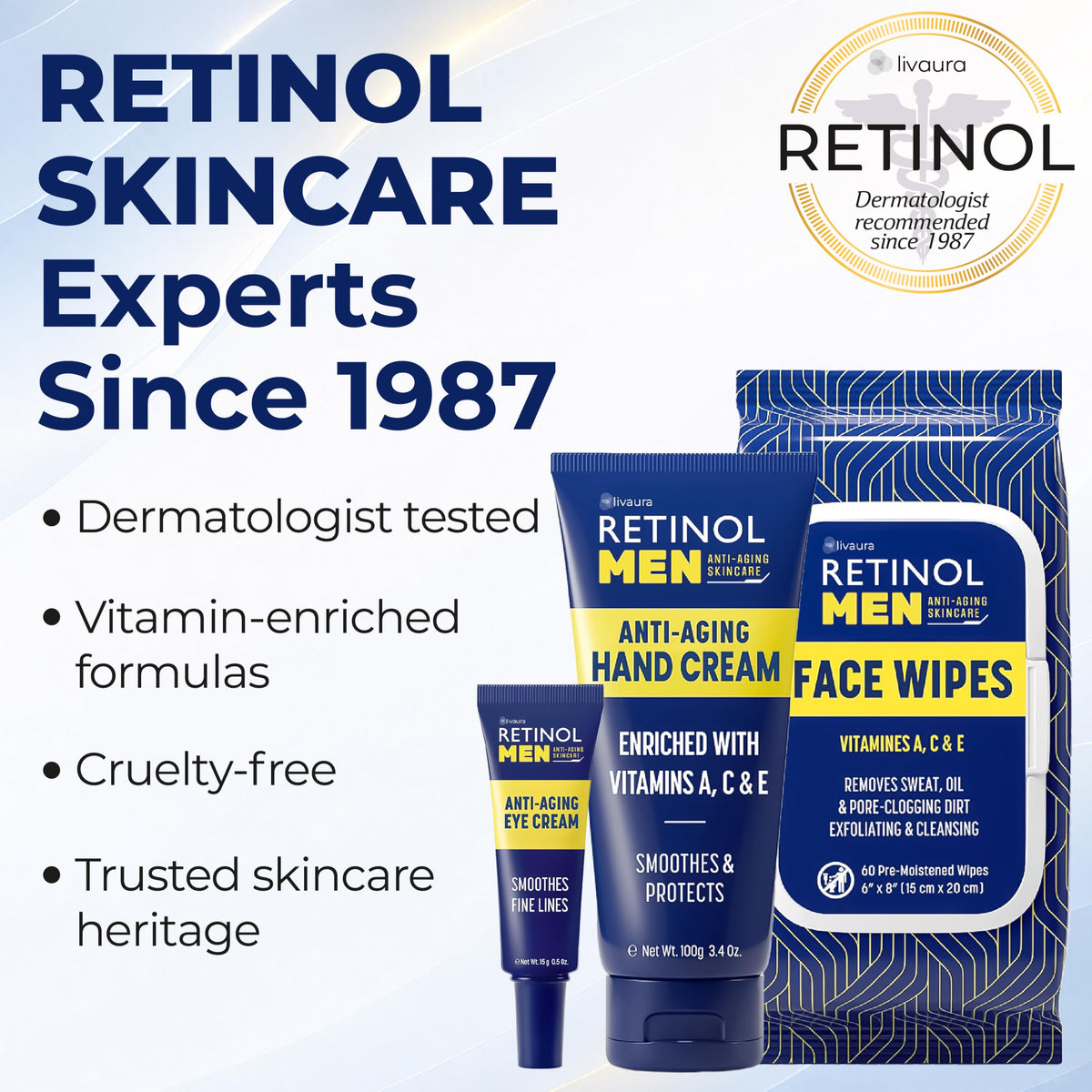 Retinol- Limpiador en gel para hombres Exfolia suavemente la piel para mejorar la textura y la luminosidad y elimina las impurezas.