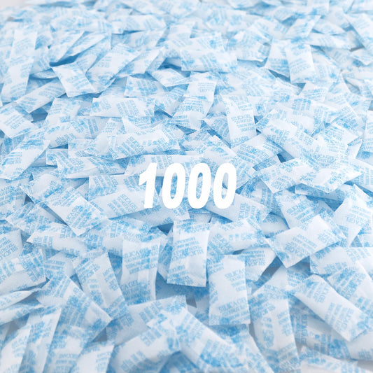 1000 Packs Silica Gel 1gramo Deshumidificador Reutilizable, Grado Alimenticio y Farmacéutico, Desecantes Gel de Silica para la Humedad