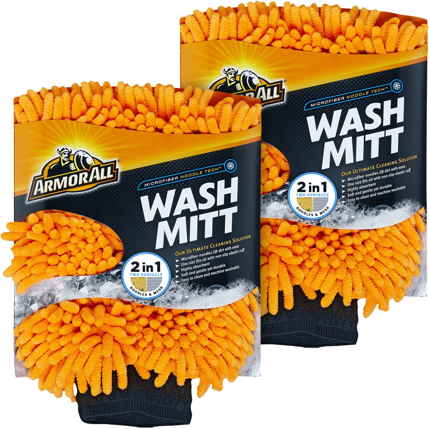 Kit de Lavado y Encerado Instántaneo Meguiar's Wash Wax Anywhere 769 ml Manopla de Microfibra Armor All para Coches Camiones Motocicletas 2 Unidades