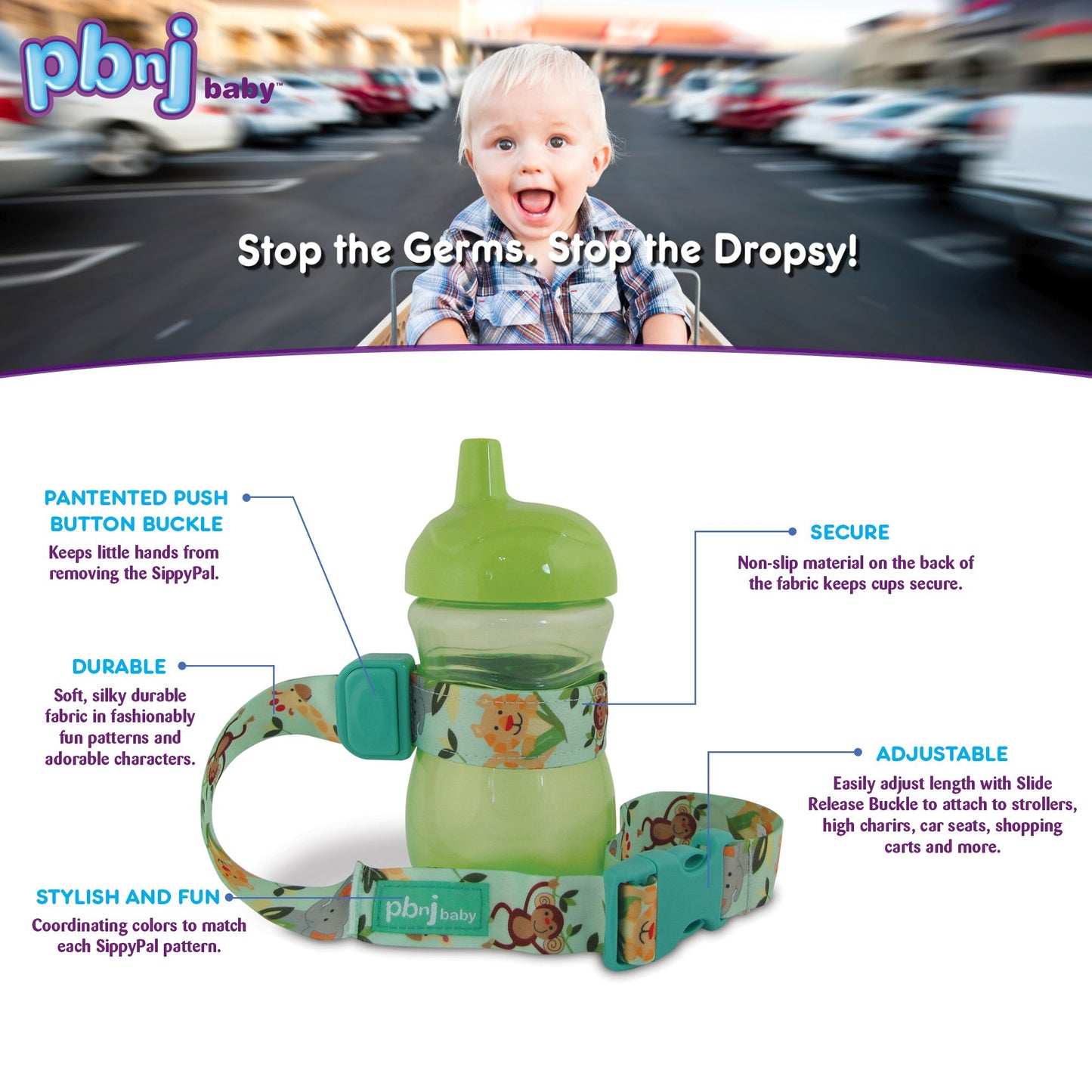 PBnJ Baby SippyPal Sippy Cup Holder Strap Leash Tether (Beach 2-Pack) by PBnJ Baby