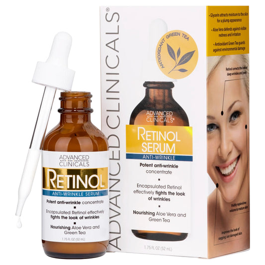 Suero Facial Anti-Arrugas con Retinol, Glicerina y Extracto de Té Verde - 52ml - Fórmula Avanzada para una Piel Renovada y Nutrida
