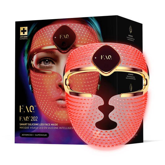 FAQ 202 – Máscara facial NIR + LED – Luz roja y seis colores adicionales – Mascarilla facial inalámbrica – Rejuvenecimiento visible – Dispositivo de belleza