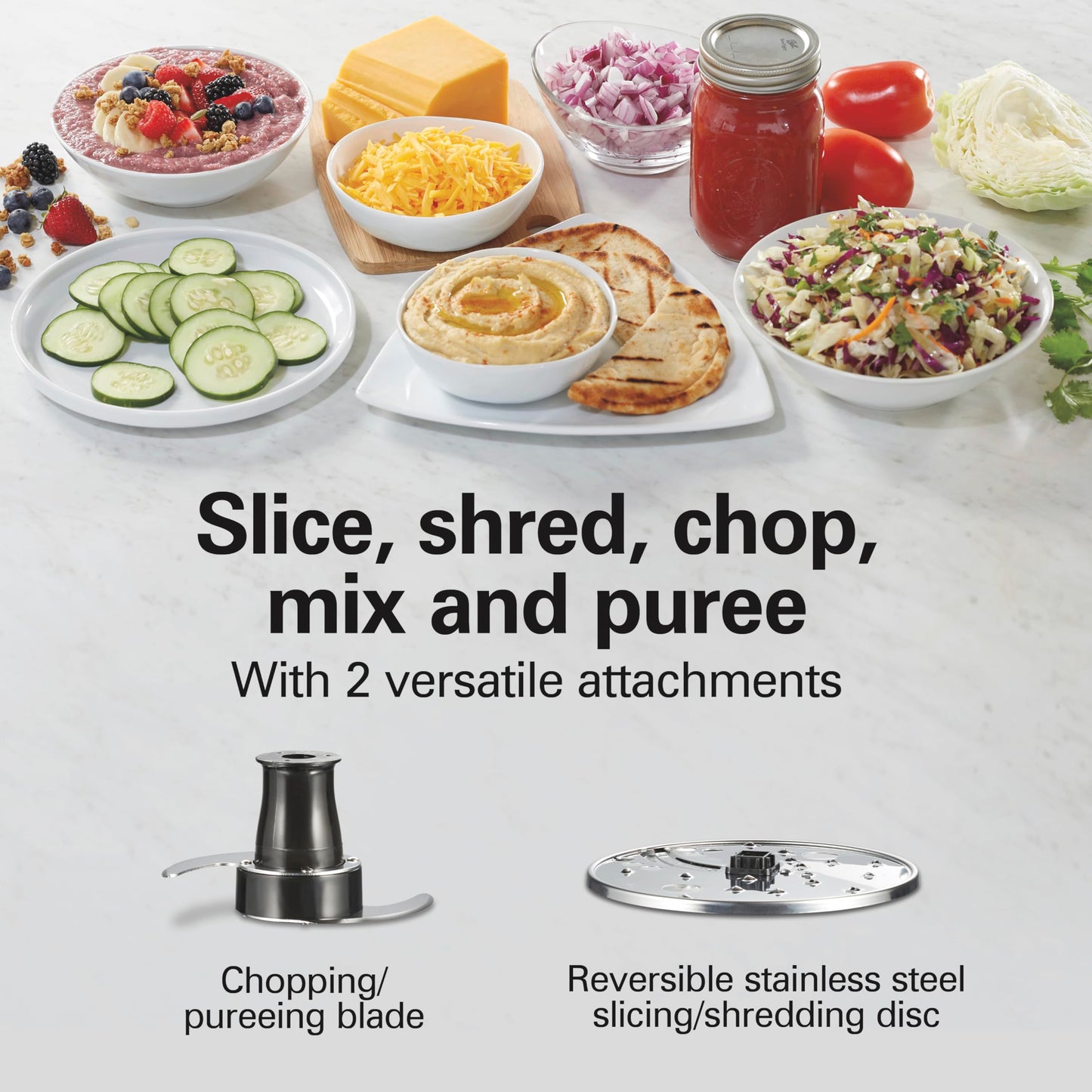 Hamilton Beach 70725 Procesador de alimentos de 12 tazas Stack & Snap, Negro