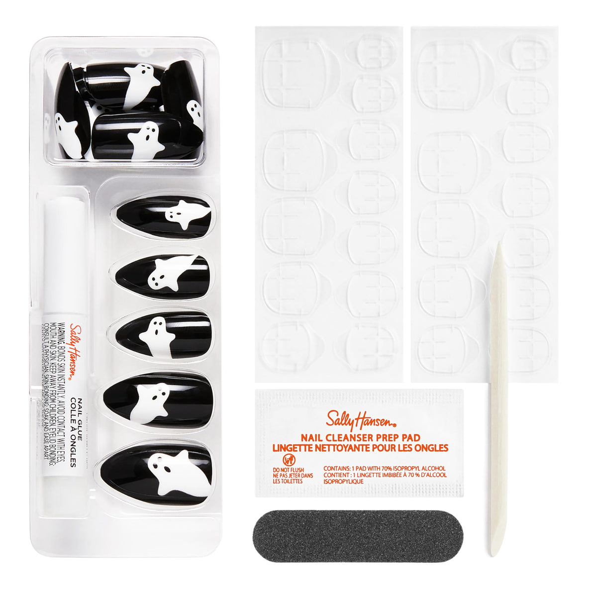 Sally Hansen Salon Effects® Perfect Manicure, Ghoul Power, Uñas postizas, Pestañas adhesivas que no dañan, Lima y Toallita con alcohol incluidos