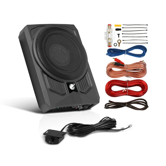 Planet Audio Subwoofer Amplificado para automóvil P10AWK: 1000 vatios, Perfil bajo, subwoofer de 10 Pulgadas, Kit de instalación de Amplificador de Calibre 8 Incluido.