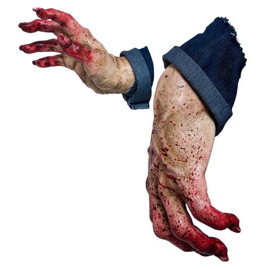Ghoulish Productions Zombie Hand Emerging, Decoracion de Manos Sangrientas de Zombie Emergentes, Decoraciones de Halloween de Zombie para Adornar Puerta, Ventana, Casa de Terror u Oficina