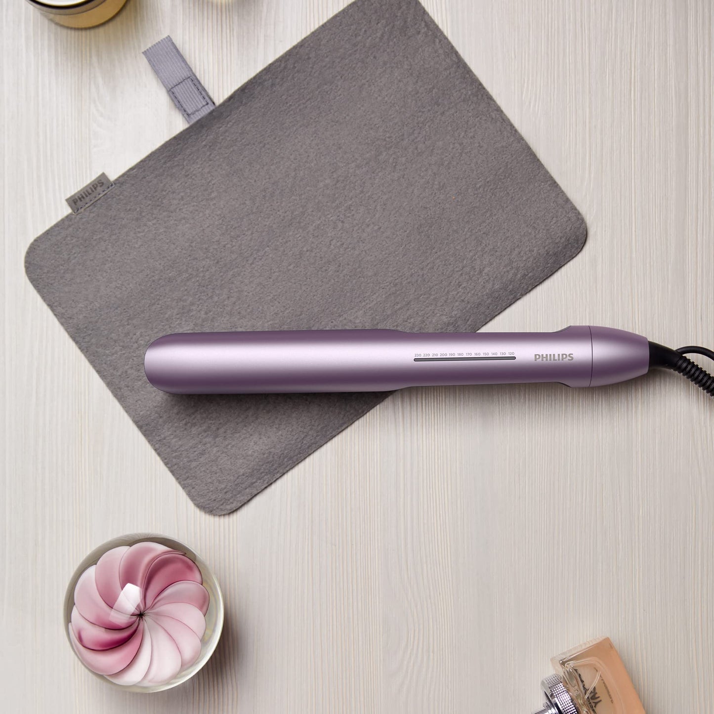 Plancha Philips Serie 5000 Rosa Claro Metálico Acero Inoxidable
