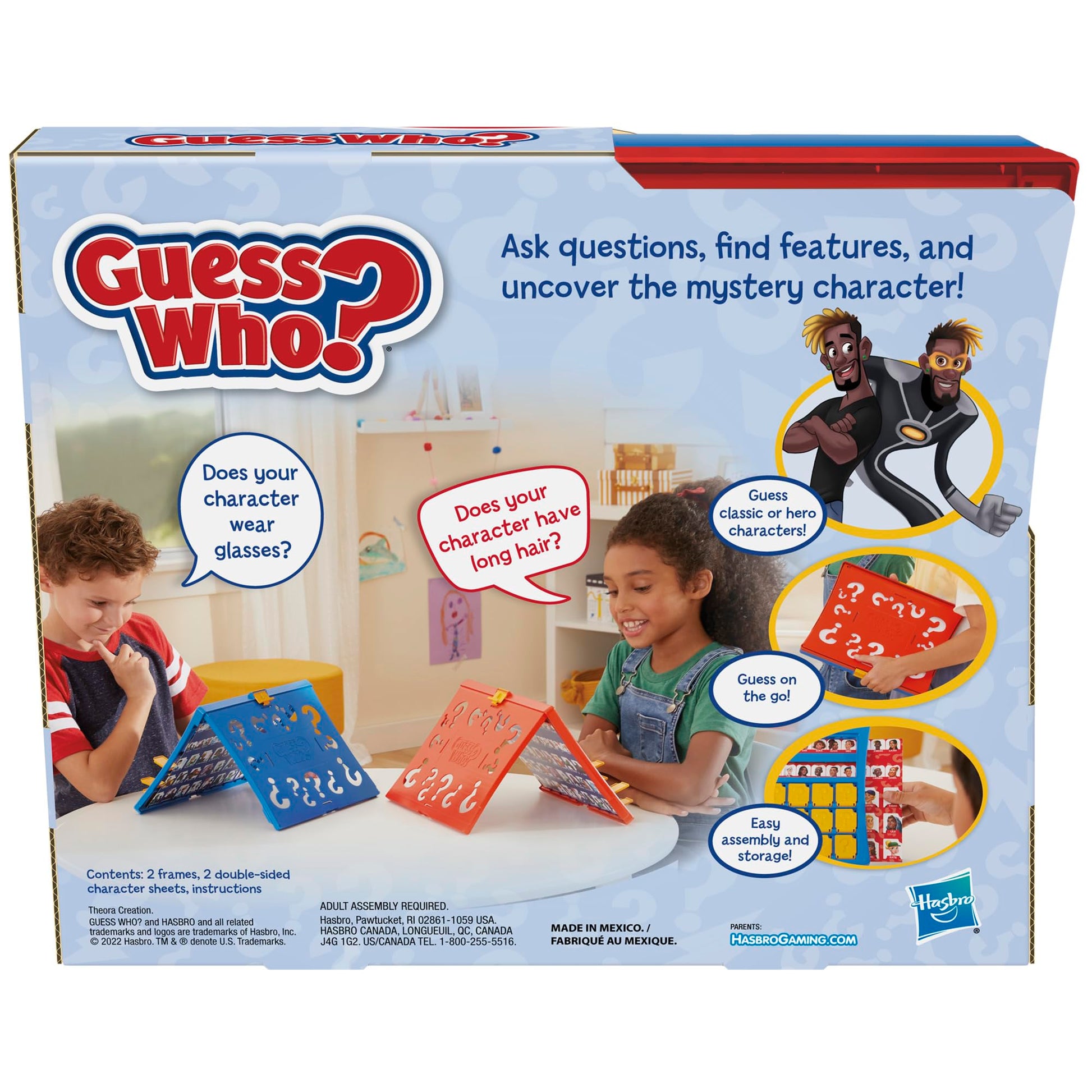 Hasbro Gaming Guess Who? Marco Original fácil de Cargar, Hoja de Personajes de Doble Cara, Juegos de Mesa para 2 Jugadores para niños, Juegos de adivinar para familias, a Partir de 6 años