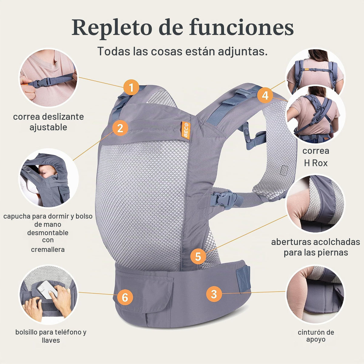 Beco Mochilas Portabebés (Cool Dark Grey)