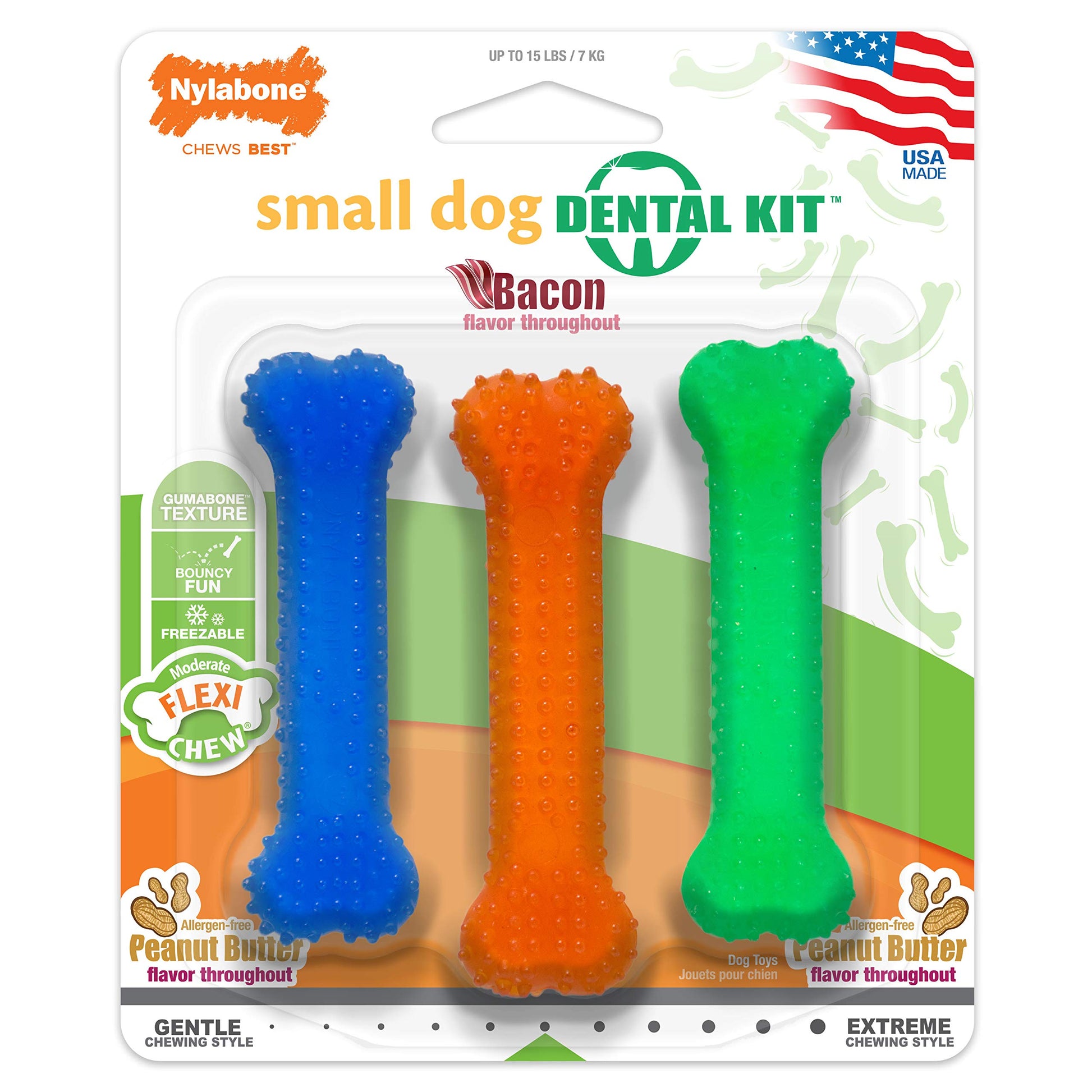 Juguetes Dentales para Perros Pequeños Nylabone FlexiChew Huesos