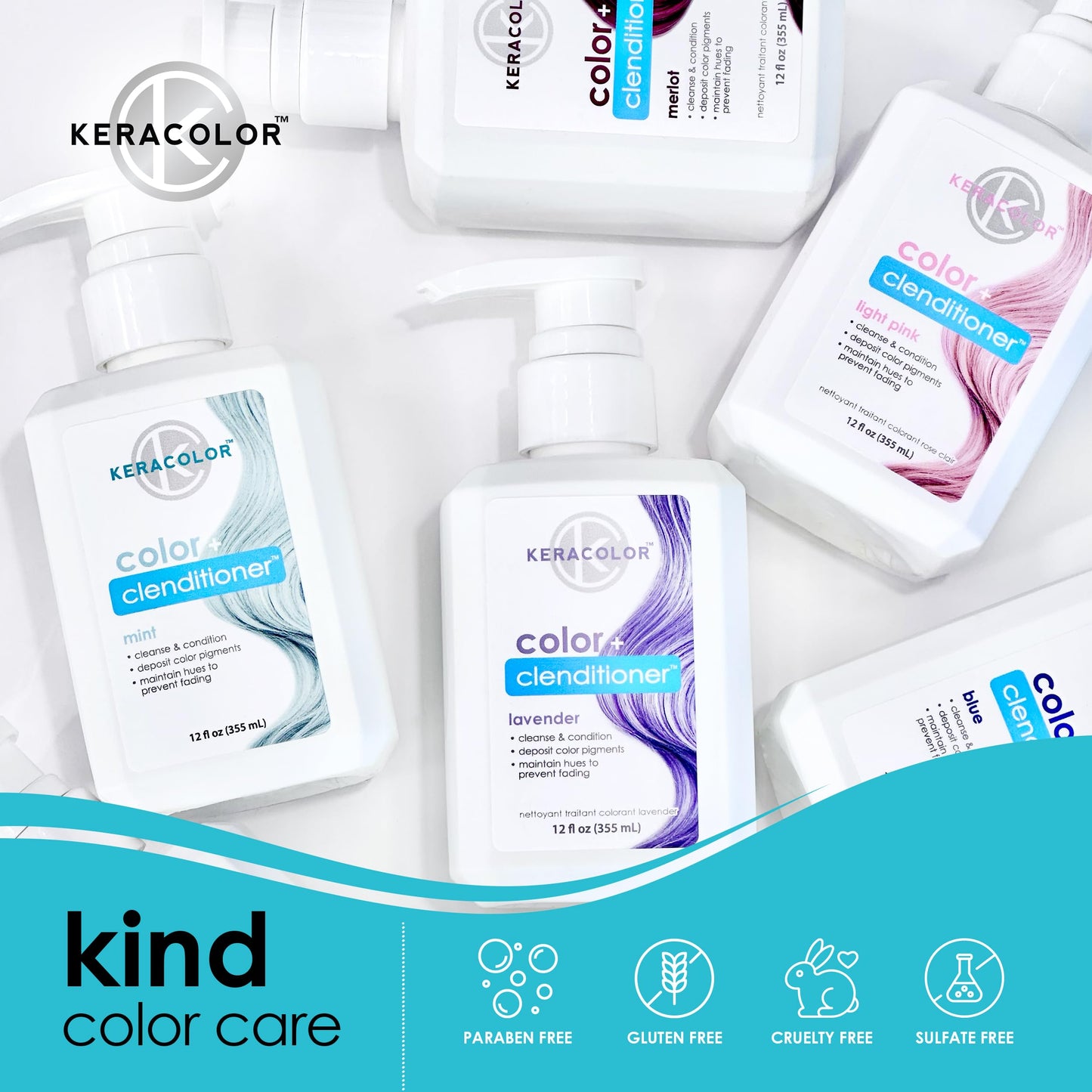 Keracolor Clenditioner - Acondicionador Deposita Color en Cabello, 15 tonos | Sin Crueldad, Color Platino - 354,88ml