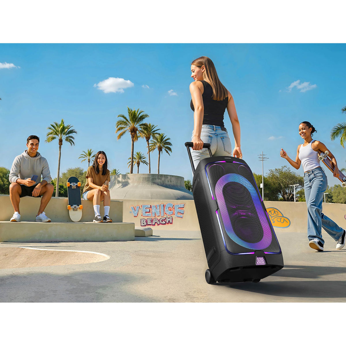 Altavoz Portátil Samsung Negro con Batería Integrada y Mango Telescópico para Fiesta