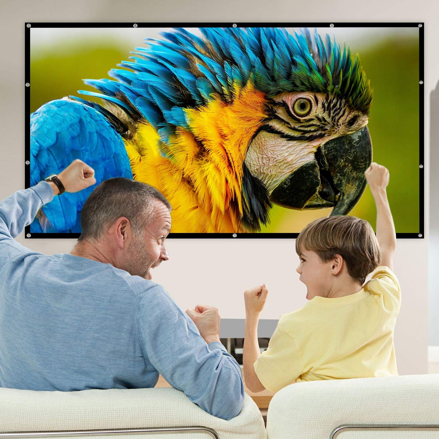 Mdbebbron - Proyector de visualización de 120 pulgadas 16:9 plegable antiarrugas portátil proyector de películas para cine en casa al aire última intervensión soporte interior proyección de doble cara