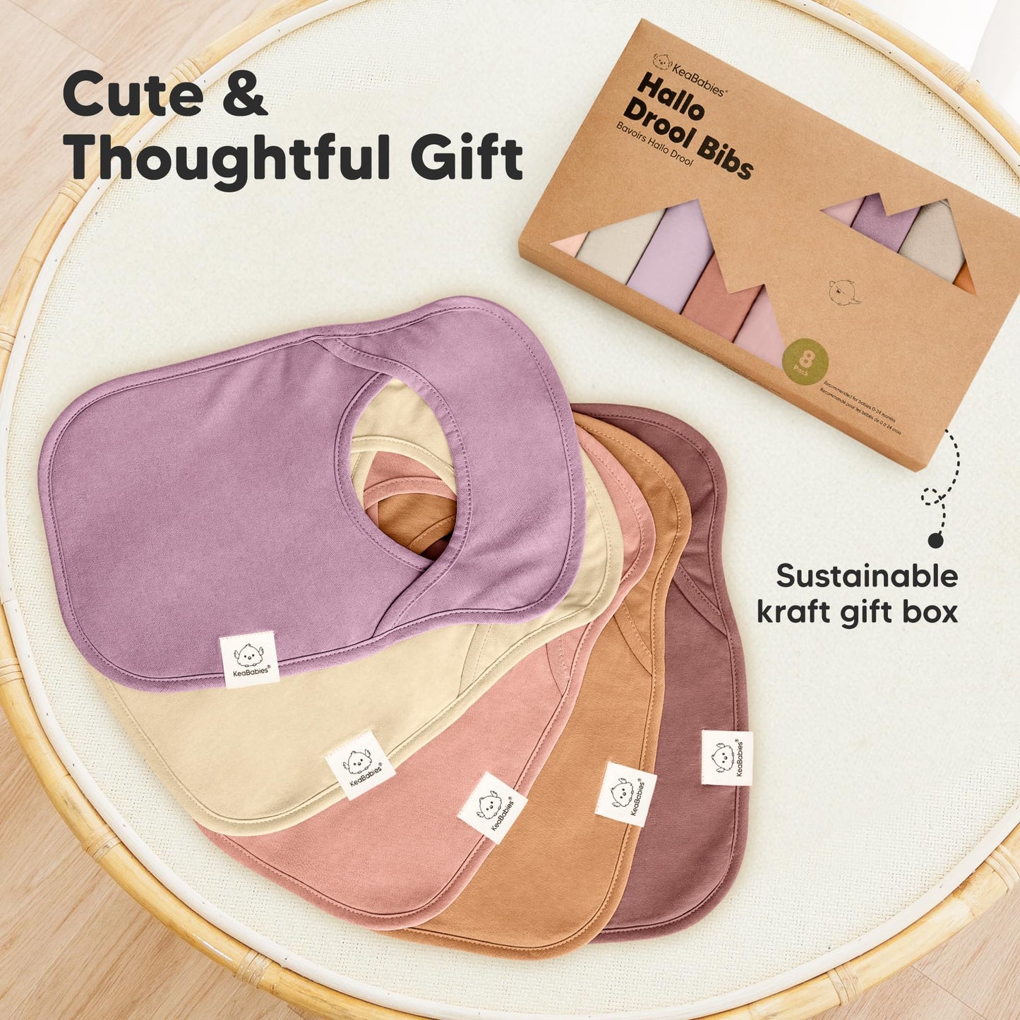 KeaBabies - Paquete de 8 baberos para bebés para niños y niñas, baberos sin botones para la dentición, bebé niña y niño pequeño, recién nacido, suave y absorbente, colores bonitos, cobertura grande