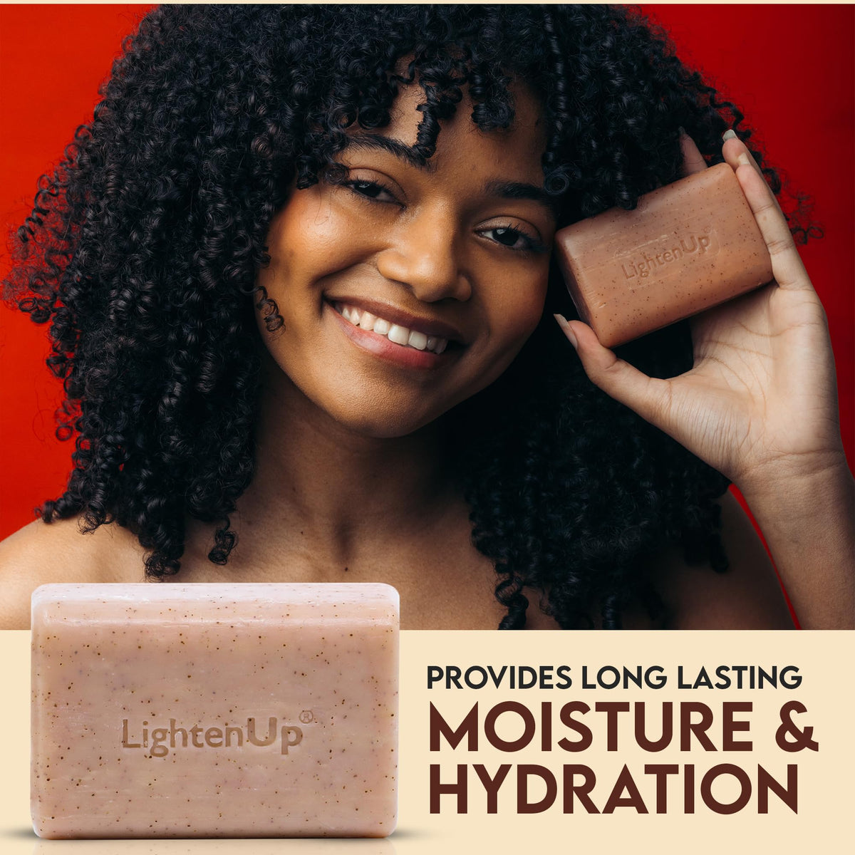 LIGHTEN UP| Jabón Exfoliante | Limpiador facial aclarante blanqueador | Con Albaricoque Glicerina y Aceite de Coco | para el Cuidado de la Piel con Ingredientes Naturales | 7oz 200gr