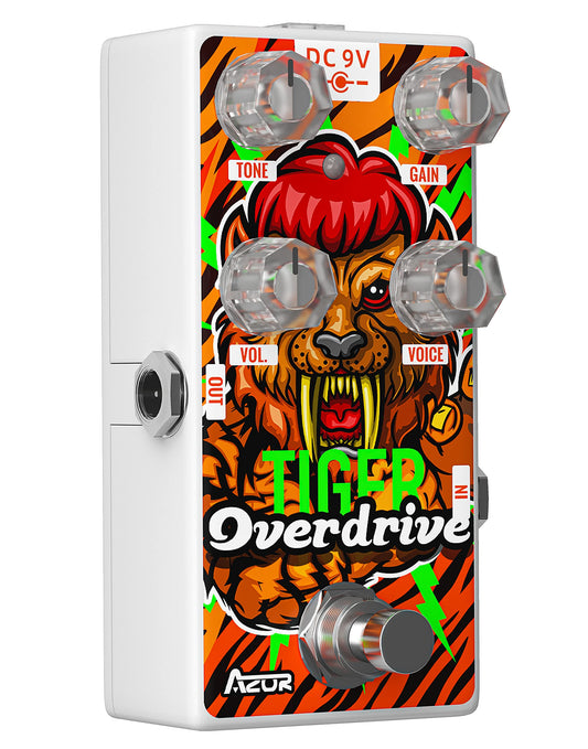 AZOR Overdrive - Pedal de efecto de guitarra analógica, clásico, efecto de conducción de tigre, para guitarra eléctrica, pedal de derivación real