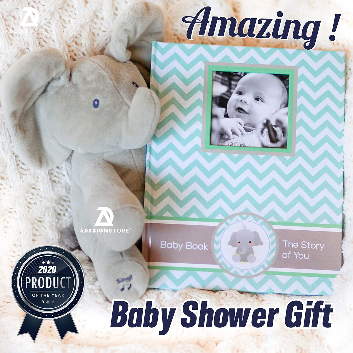 Libro de Memorias de Bebé Newborn en Azul Teal para Primer Año y Regalos